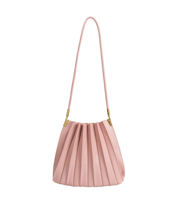 Plissierte Schultertasche CARRIE aus veganem Leder - Rosa