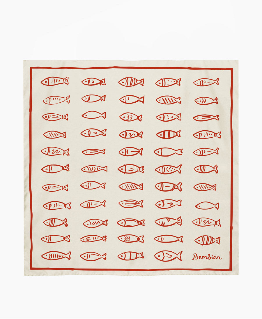 Seiden-Foulard "Pesce Scarf" - Red