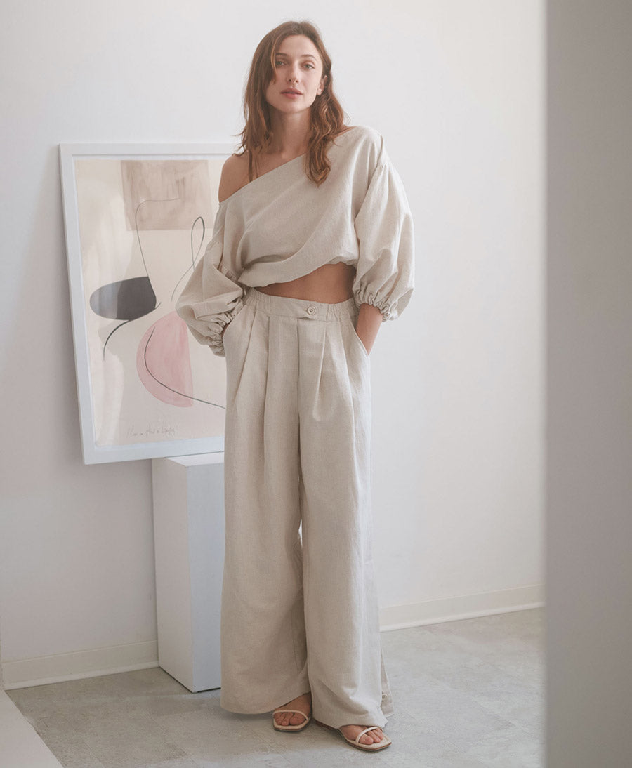 Stoffhose "Wide Trousers" - Natural