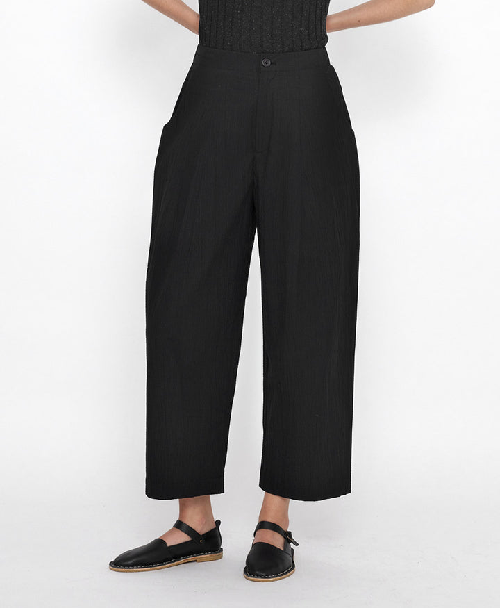 Stoffhose Signature Pleated Trouser - Baumwolle - Schwarz (texturiert)