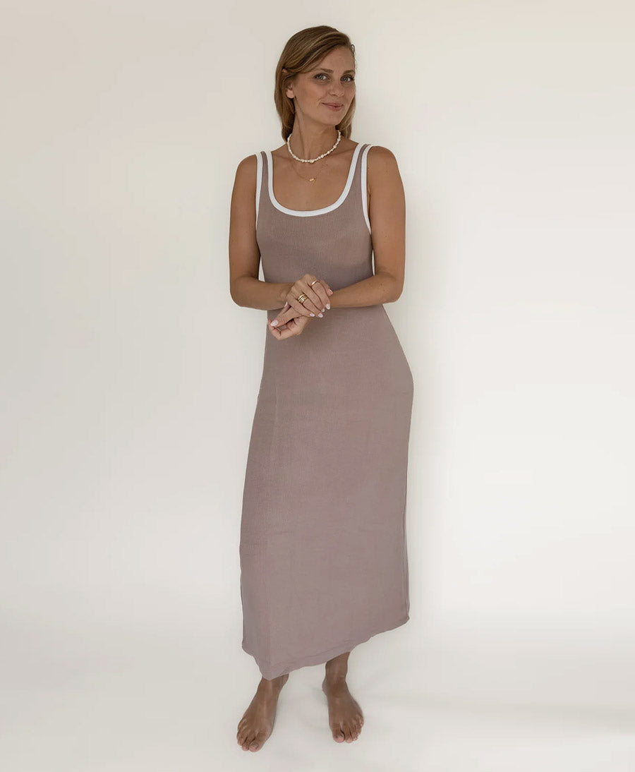 Kleid MIIA RIB DRESS - Taupe