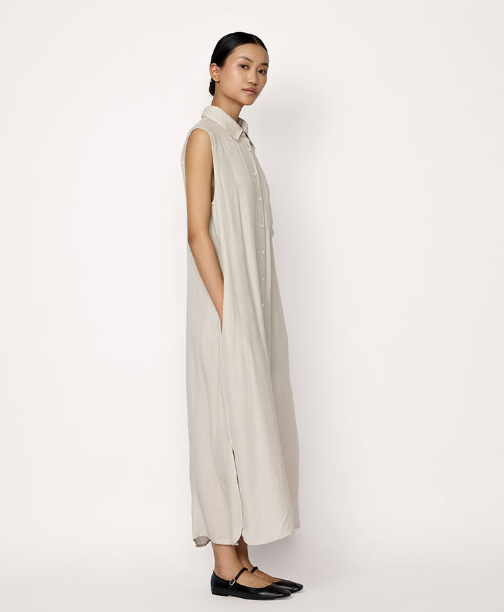 Ärmelloses Hemdkleid - Natur