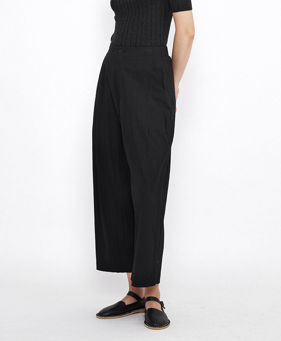 Stoffhose Signature Pleated Trouser - Baumwolle - Schwarz (texturiert)