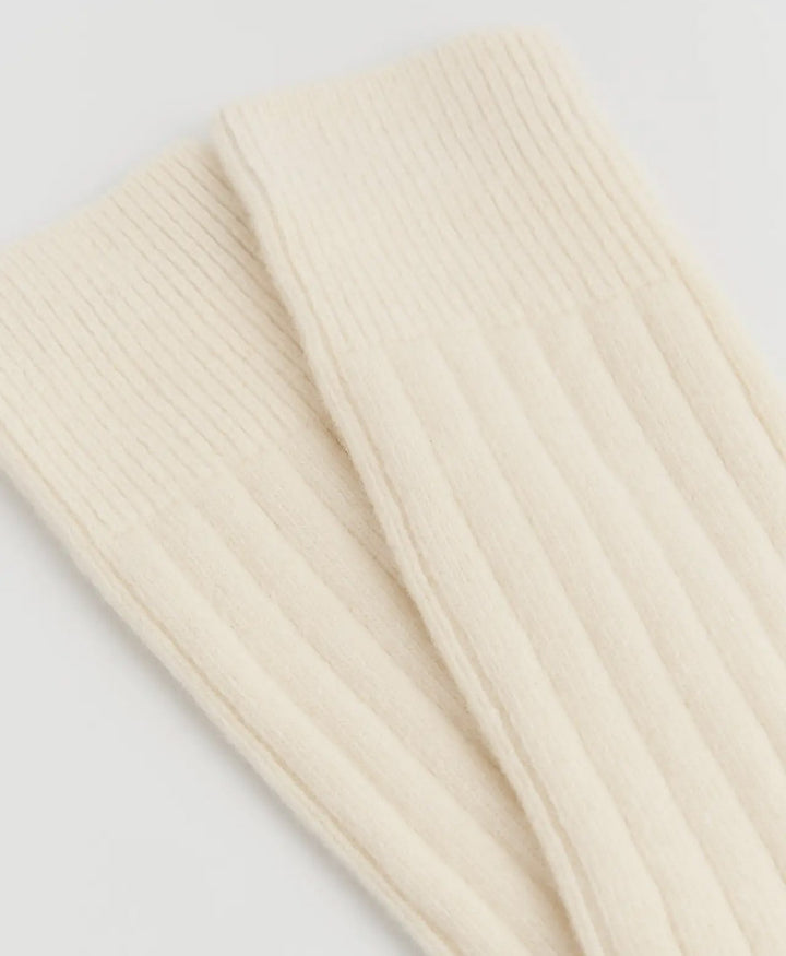 Merino Socken - Gerippt - Creme