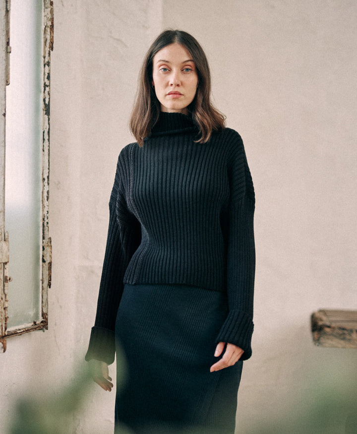 Strickpullover aus Bio-Baumwolle - Schwarz / Dunkelgrau