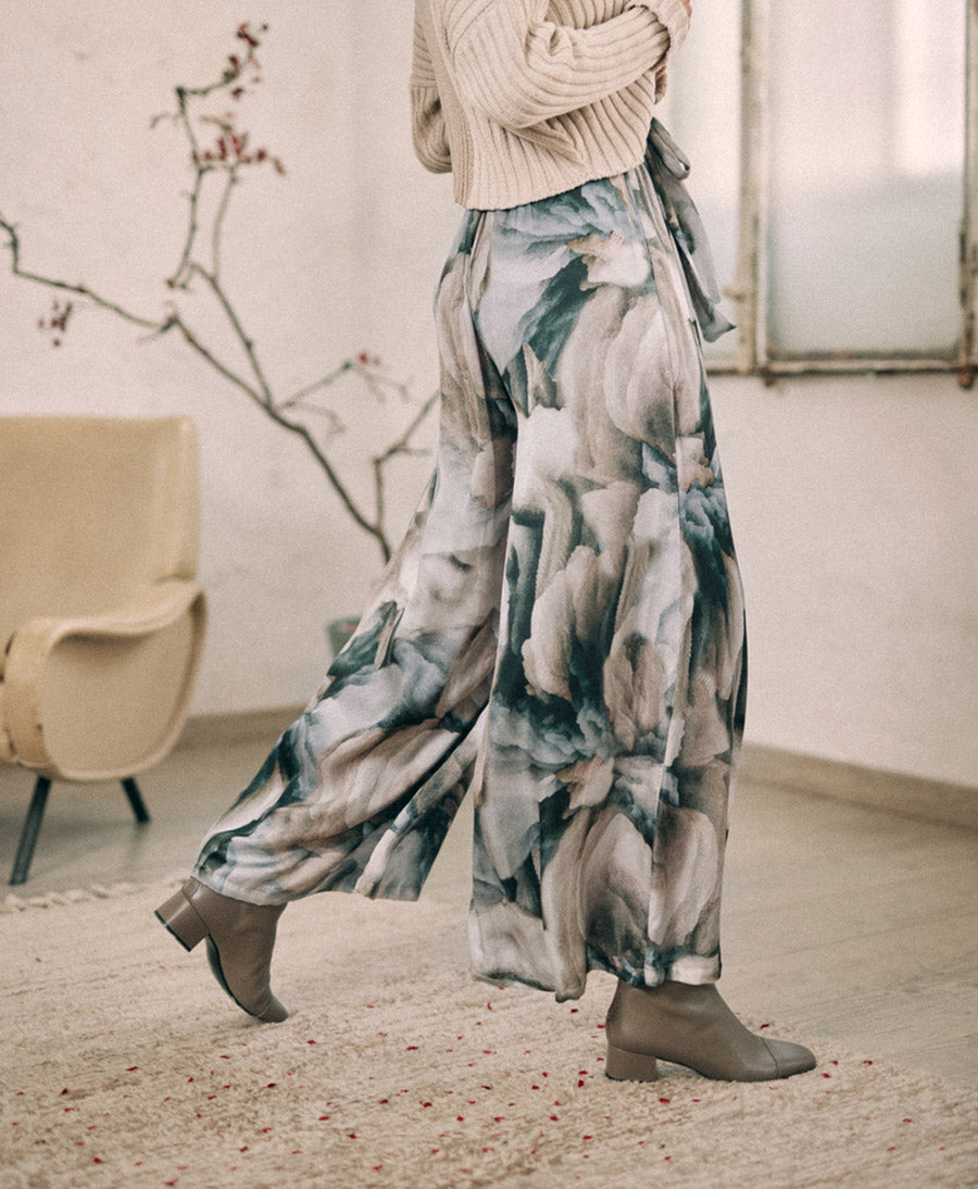 Stoffhose aus Ecovero  - Print Blaugrau