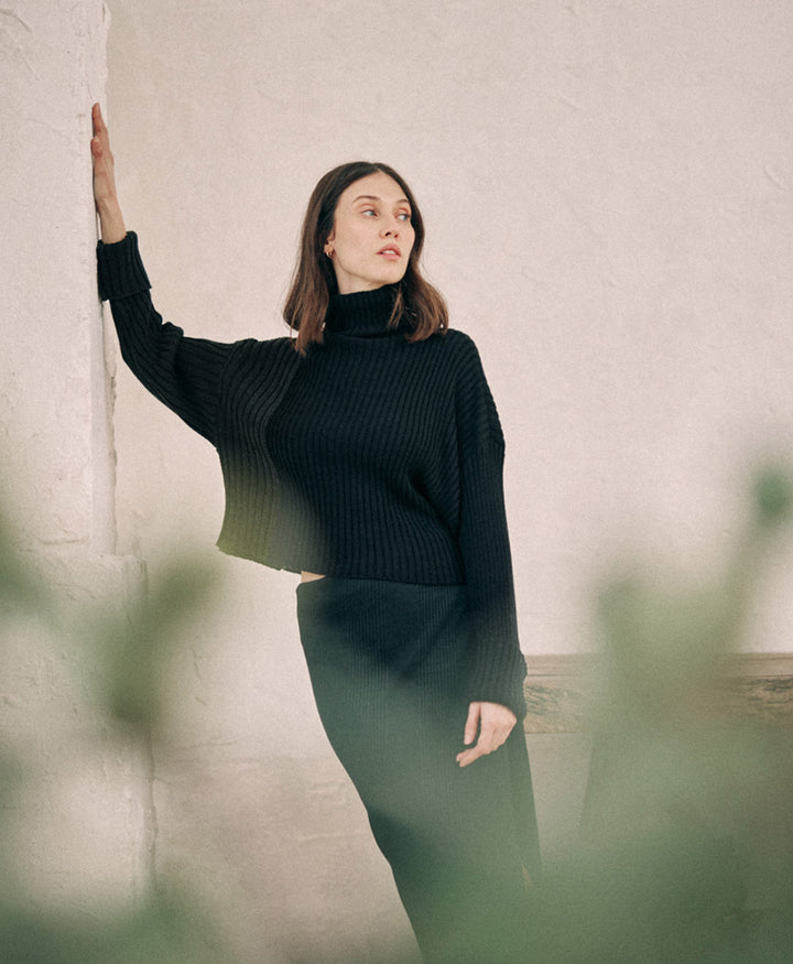 Strickpullover aus Bio-Baumwolle - Schwarz / Dunkelgrau