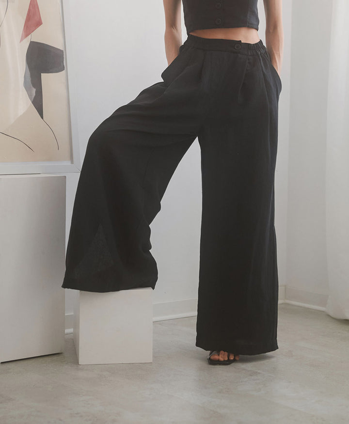 Stoffhose "Wide Trousers" - Schwarz