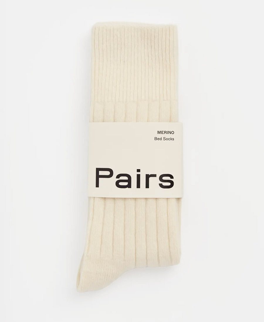 Merino Socken - Gerippt - Creme
