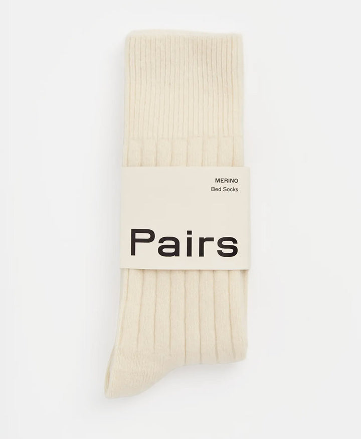 Merino Socken - Gerippt - Creme