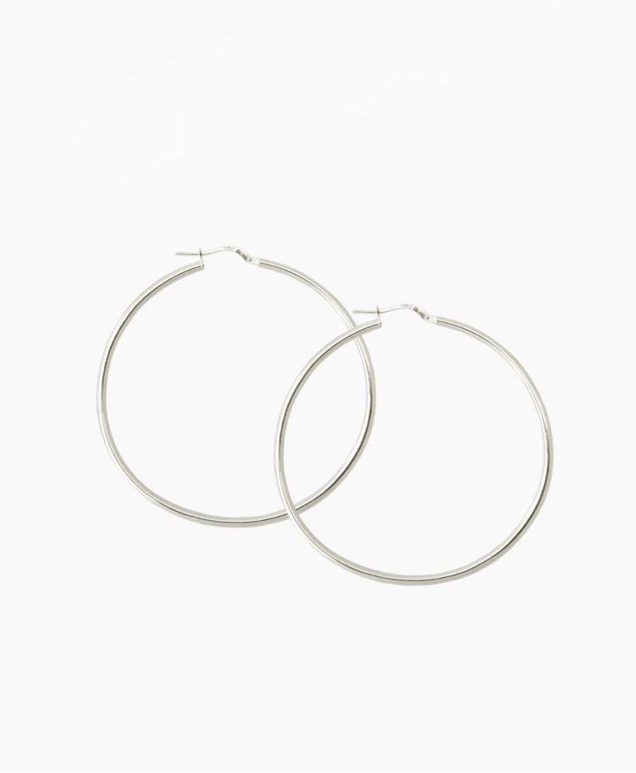 Grosse dünne Creolen VIDA 50mm mit Klappverschluss - Sterling Silber