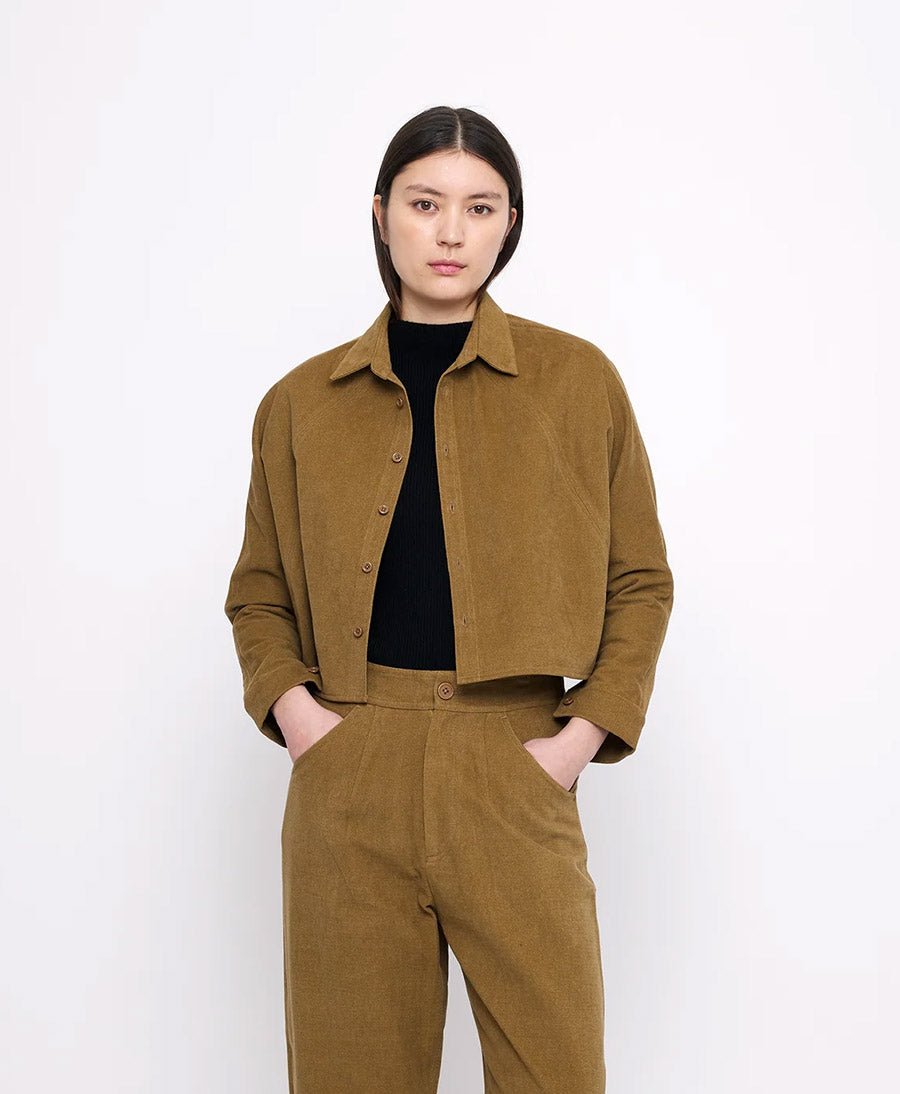 Hemdbluse Signature 3/4 Cropped Shirt - Baumwolle - Kelp Brown - 7115 by Szeki - clomes