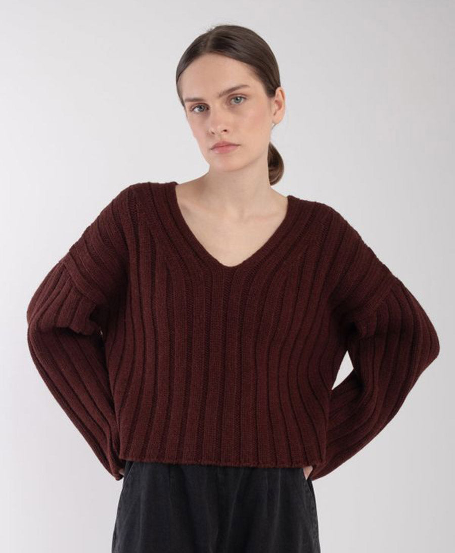 Strickpullover Plum Cropped Rib Pullover