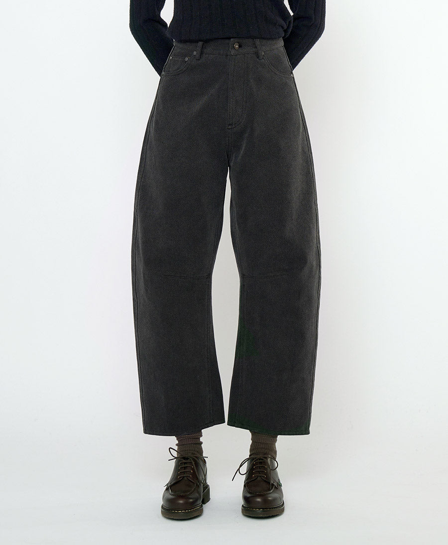 Stoffhose aus Baumwolle - Curve Legged Work Trouser - Schwarz (washed)