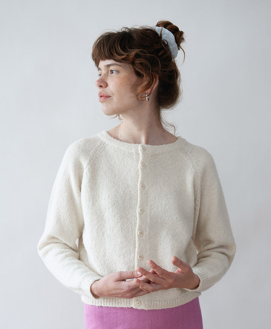 Jungle Folk Strickjacke Cardigan DOLORES Undyed Ivory –