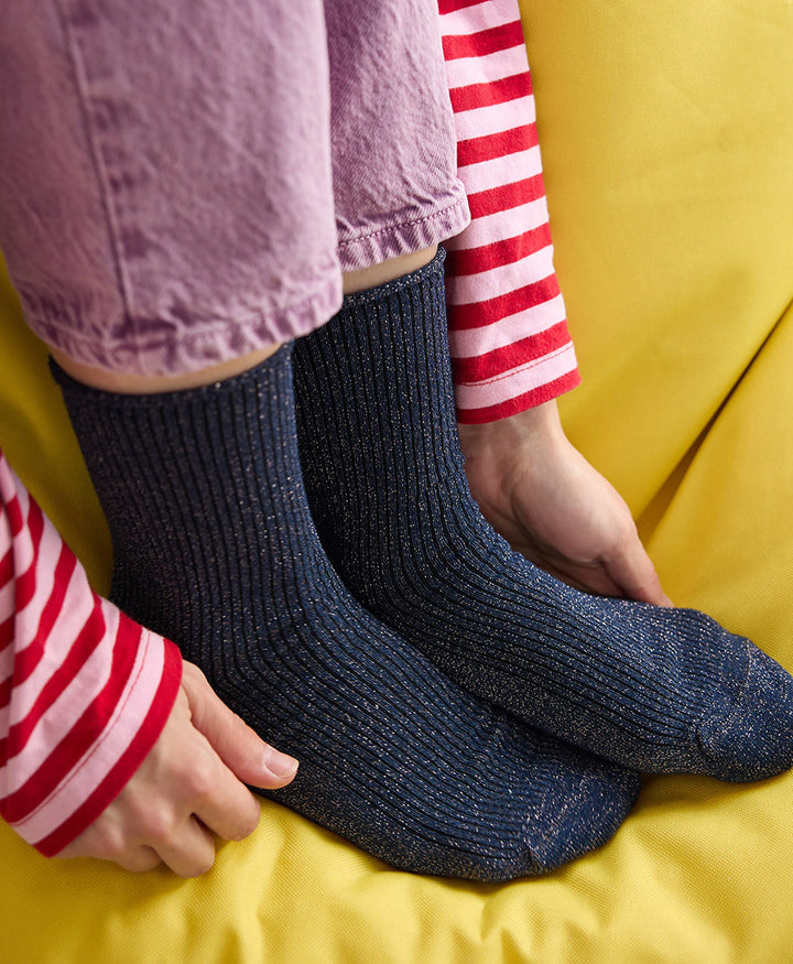 Glitzer Socken Lyocell - Dunkelblau