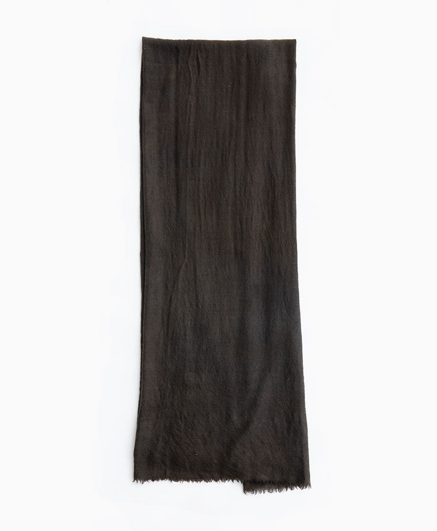 Dunkelbrauner Schal aus Bio - Kaschmirwolle - Secondhand - ScarfShop - clomes