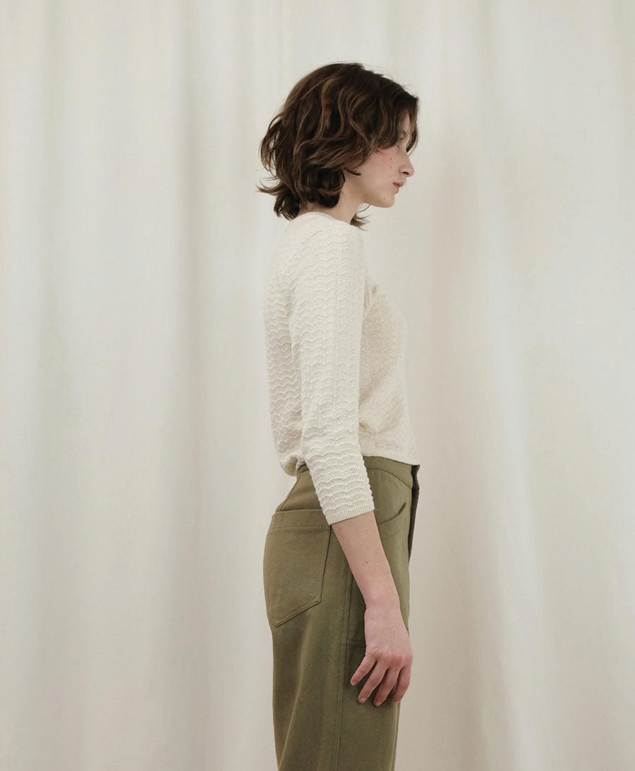 Feinstrick Top - Lace Knit Top Cream - Micaela Greg - clomes