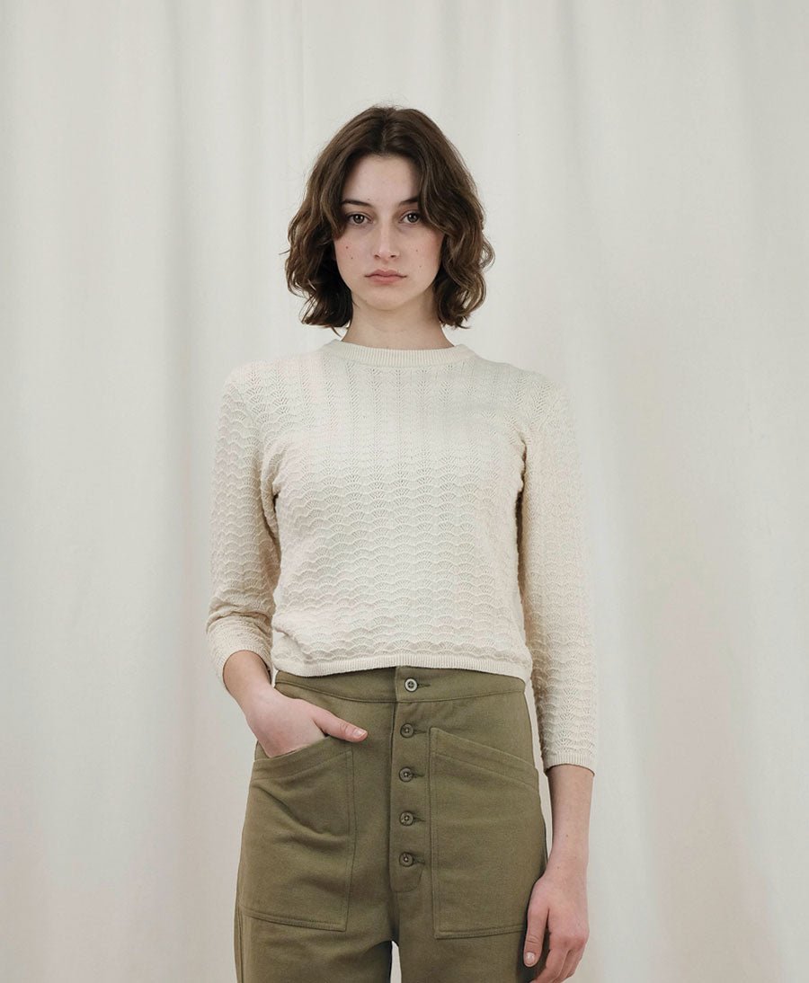 Feinstrick Top - Lace Knit Top Cream - Micaela Greg - clomes