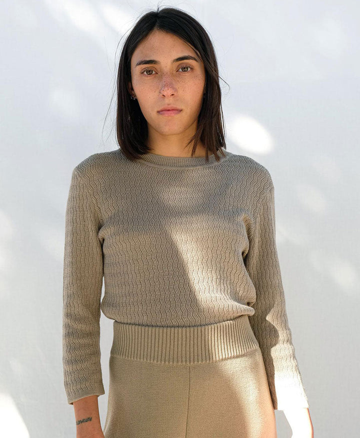 Feinstrick Top - Ripple Knit Tee Terre - Micaela Greg - clomes