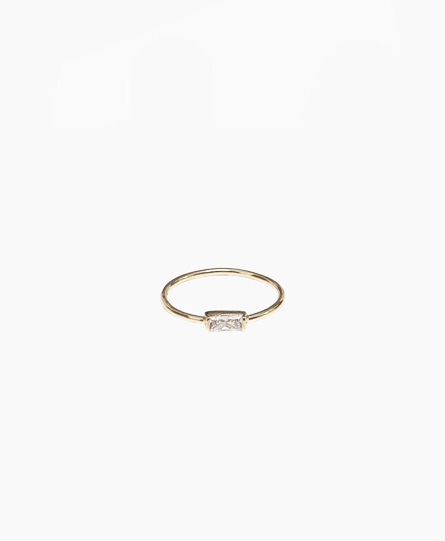 Fingerring Gold "Rectangle Gemstone Ring" - Wild Fawn - clomes