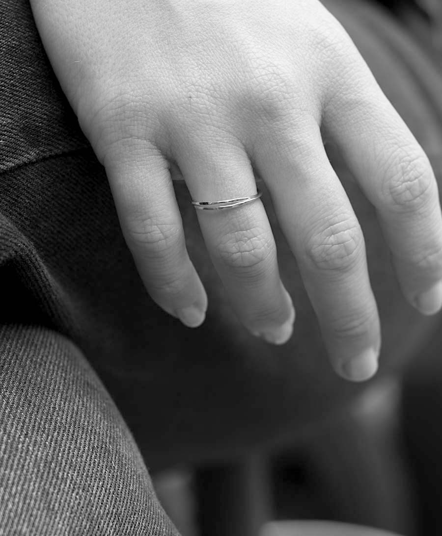 Fingerring - Welt Gold Weissgold 18k - Trois Petits Points - clomes