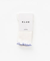 Rüschen Socken Klue in Weiss / Flieder