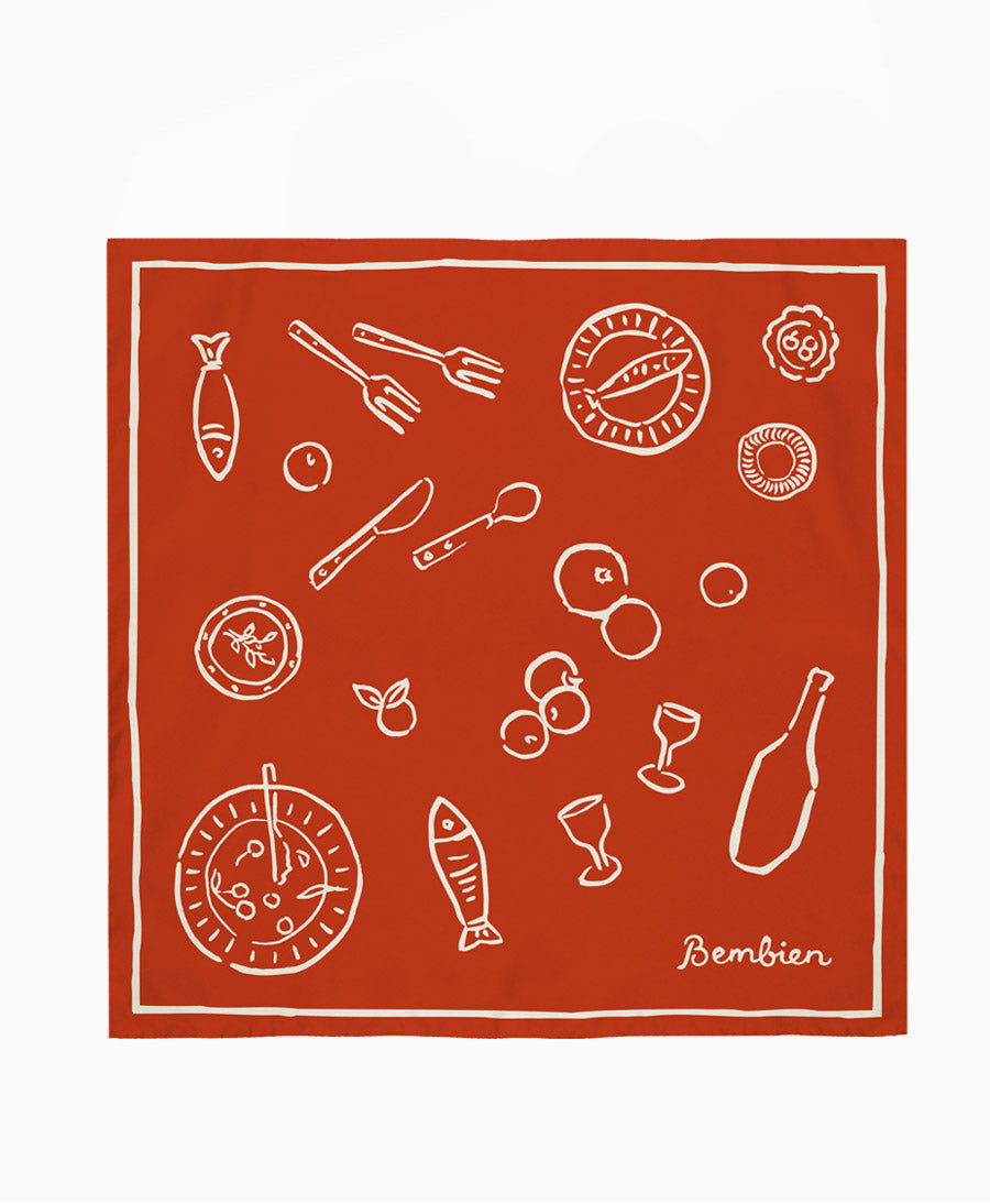 Seiden-Foulard "Tableau Scarf" - Red