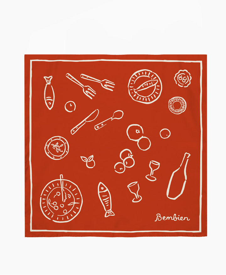 Seiden-Foulard "Tableau Scarf" - Red