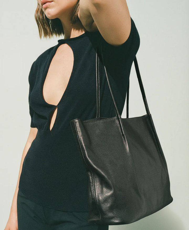 Schultertasche LARGE FRANCES - Leder, schwarz