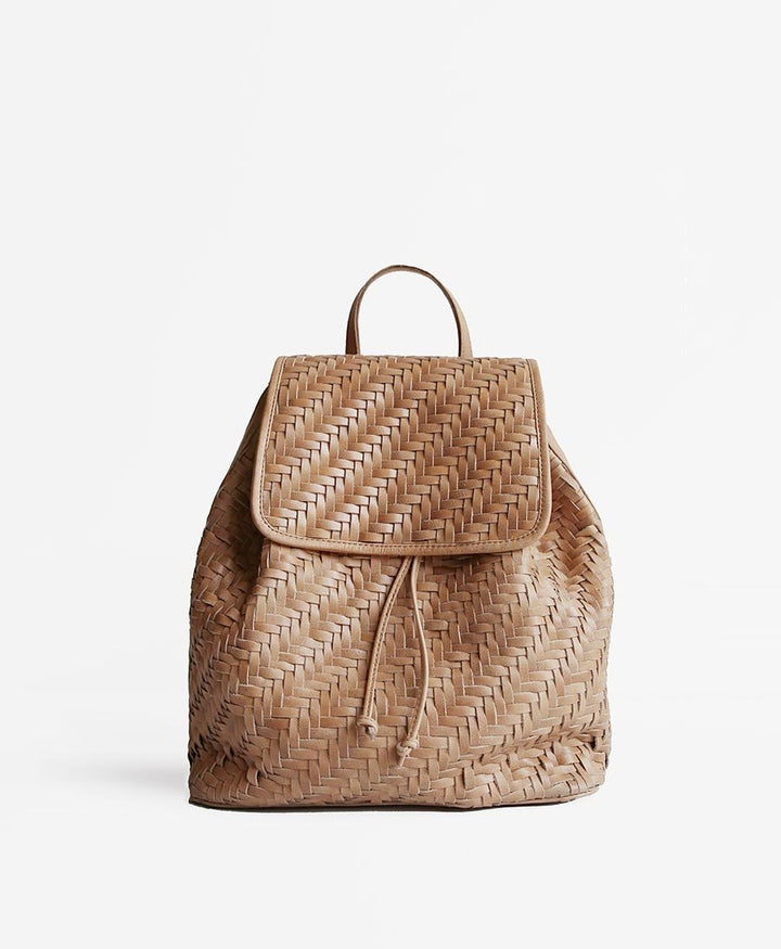Geflochtener Leder - Rucksack "Frida" - Hellbraun - BEMBIEN - clomes