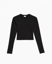 Top Gerippt Langarm Donni in Schwarz
