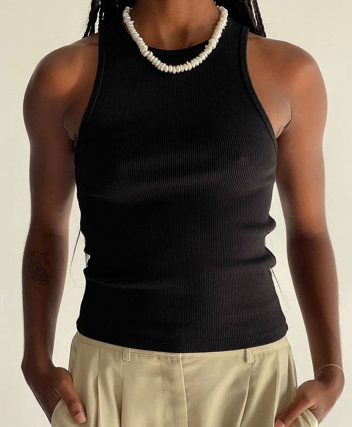 Geripptes Tank Top - schwarz - DONNI. - clomes