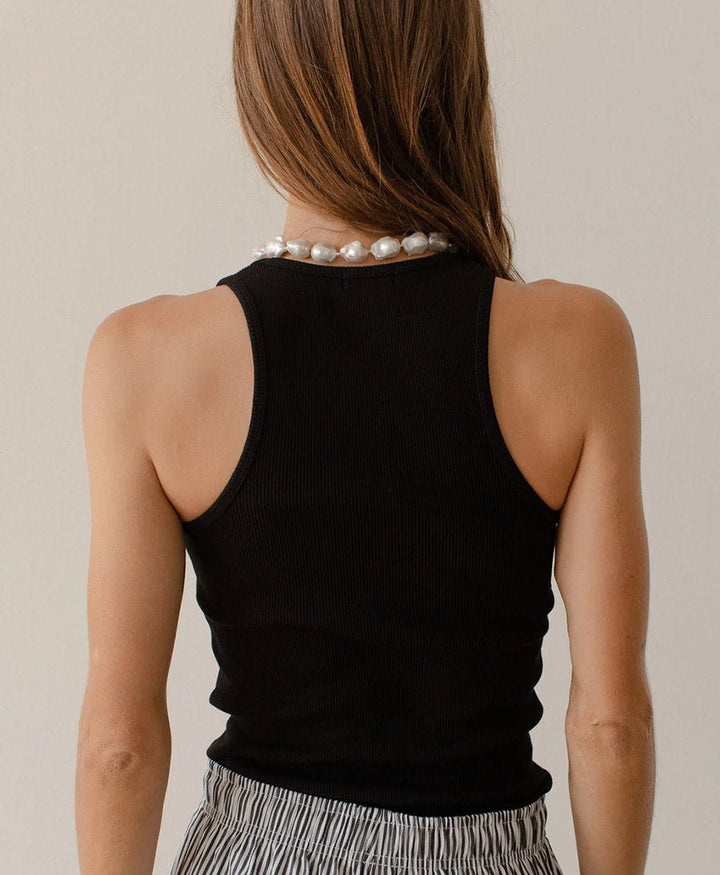 Geripptes Tank Top - schwarz - DONNI. - clomes