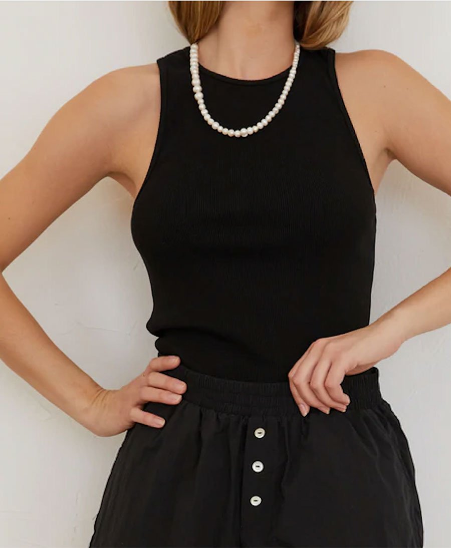 Geripptes Tank Top - schwarz - DONNI. - clomes