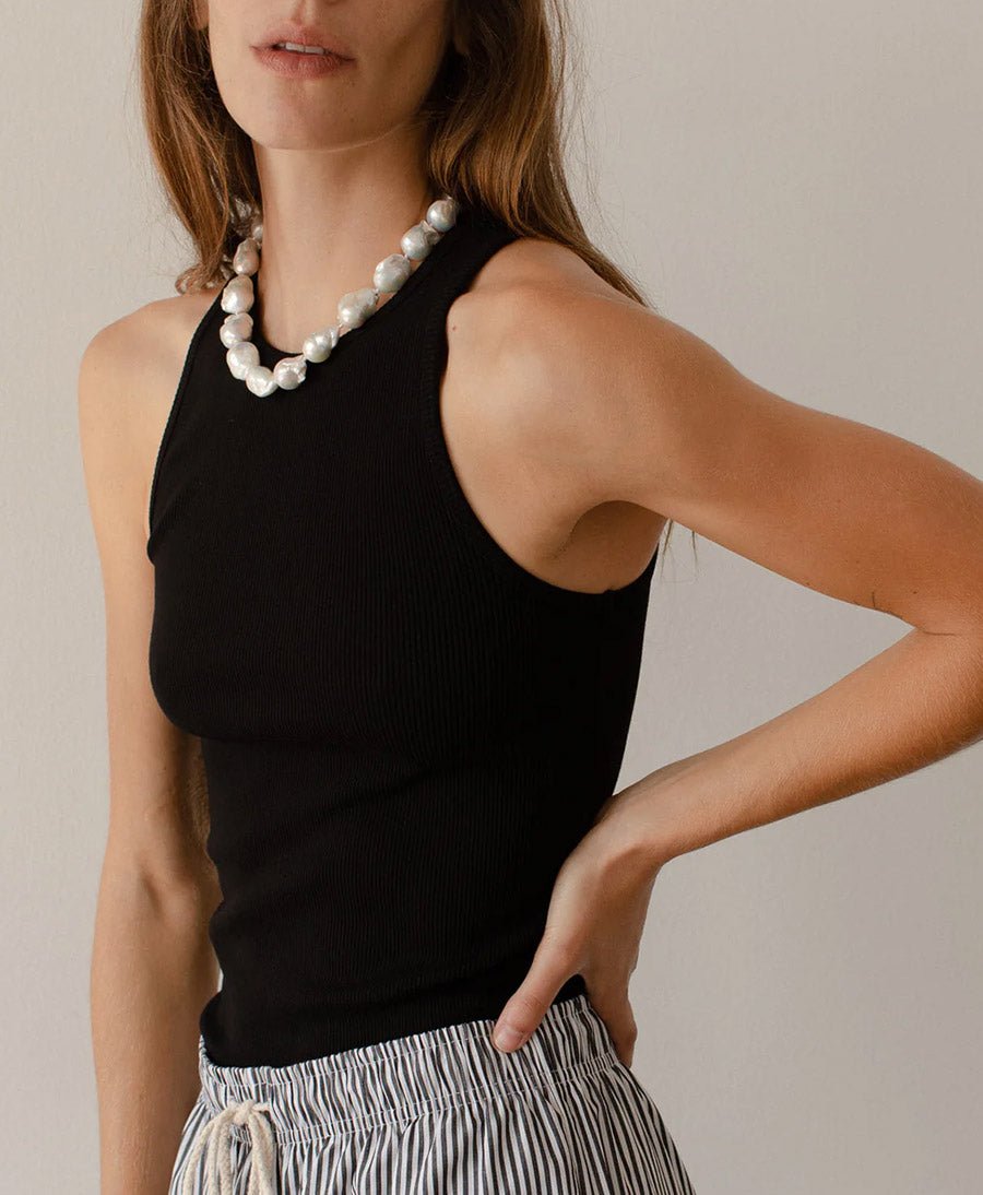 Geripptes Tank Top - schwarz - DONNI. - clomes