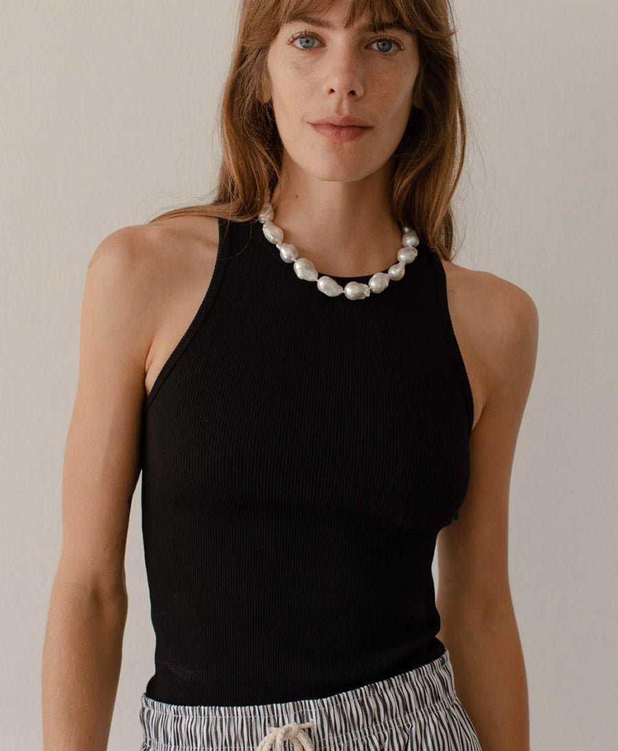 Geripptes Tank Top - schwarz - DONNI. - clomes
