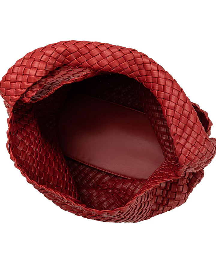Gewebte Schultertasche JOHANNA aus veganem Leder - Rot