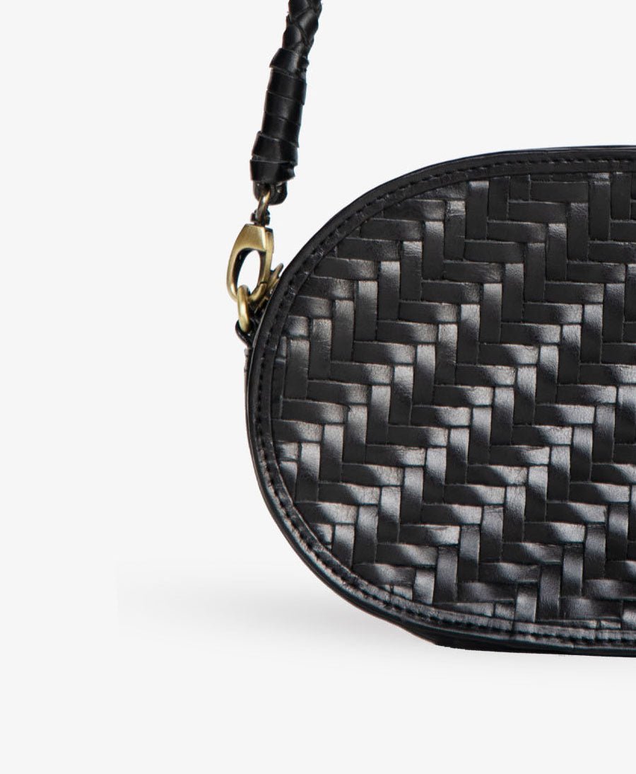 Gewebte Umhängetasche "Ovale Crossbody" - Schwarz - BEMBIEN - clomes
