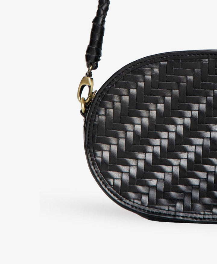 Gewebte Umhängetasche "Ovale Crossbody" - Schwarz - BEMBIEN - clomes