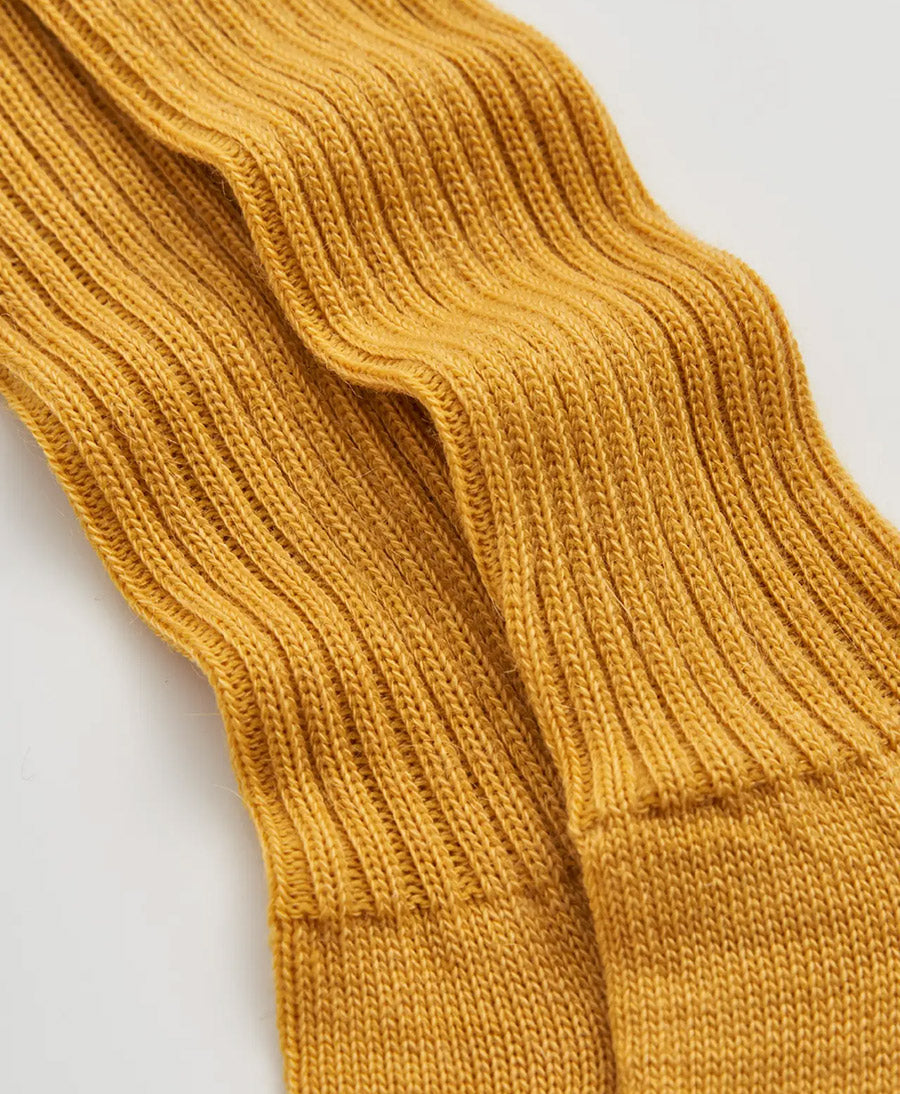 Mohair Socken - Gerippt - Goldgelb