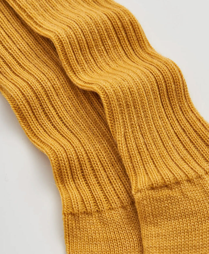 Mohair Socken - Gerippt - Goldgelb