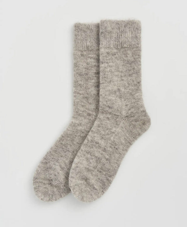 Weiche Alpaka Socken - Plain - Grau meliert