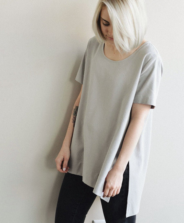 Graues Split Top aus Bourette - Secondhand - Jamie & the Jones - clomes