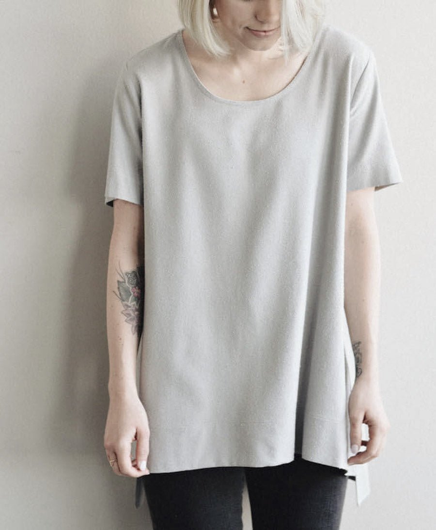 Graues Split Top aus Bourette - Secondhand - Jamie & the Jones - clomes