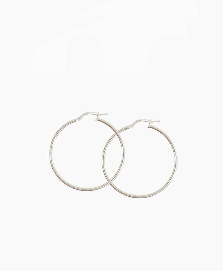 Grosse dünne Creolen VIDA 40mm mit Klappverschluss - Sterling Silber - Clomes - clomes