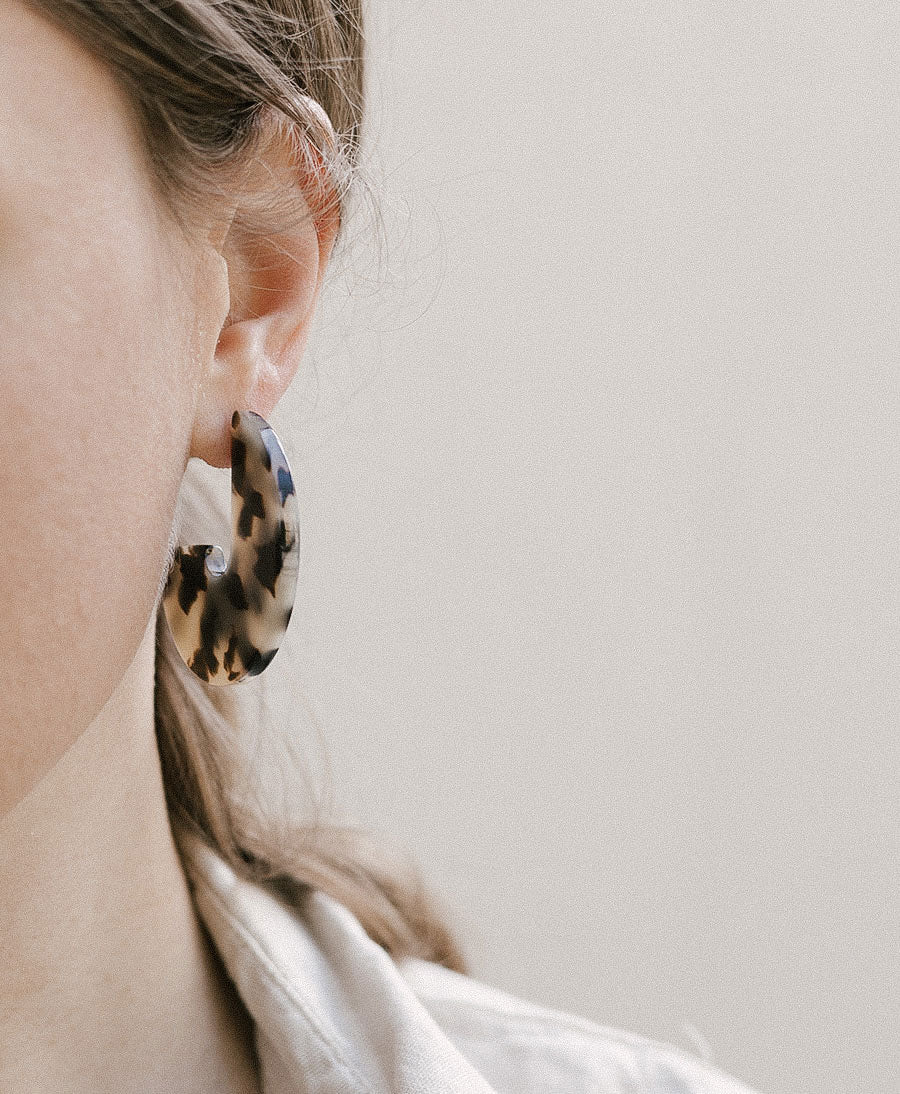 Grosse Ohrringe DAJA aus Acetat - Helles Tortoise - Clomes - clomes