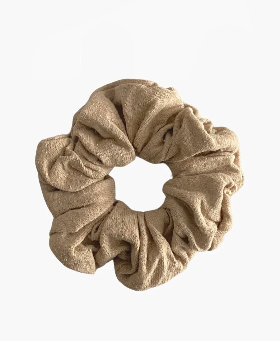 Grosses Scrunchie aus Bourette Seide - Beige - Clomes - clomes