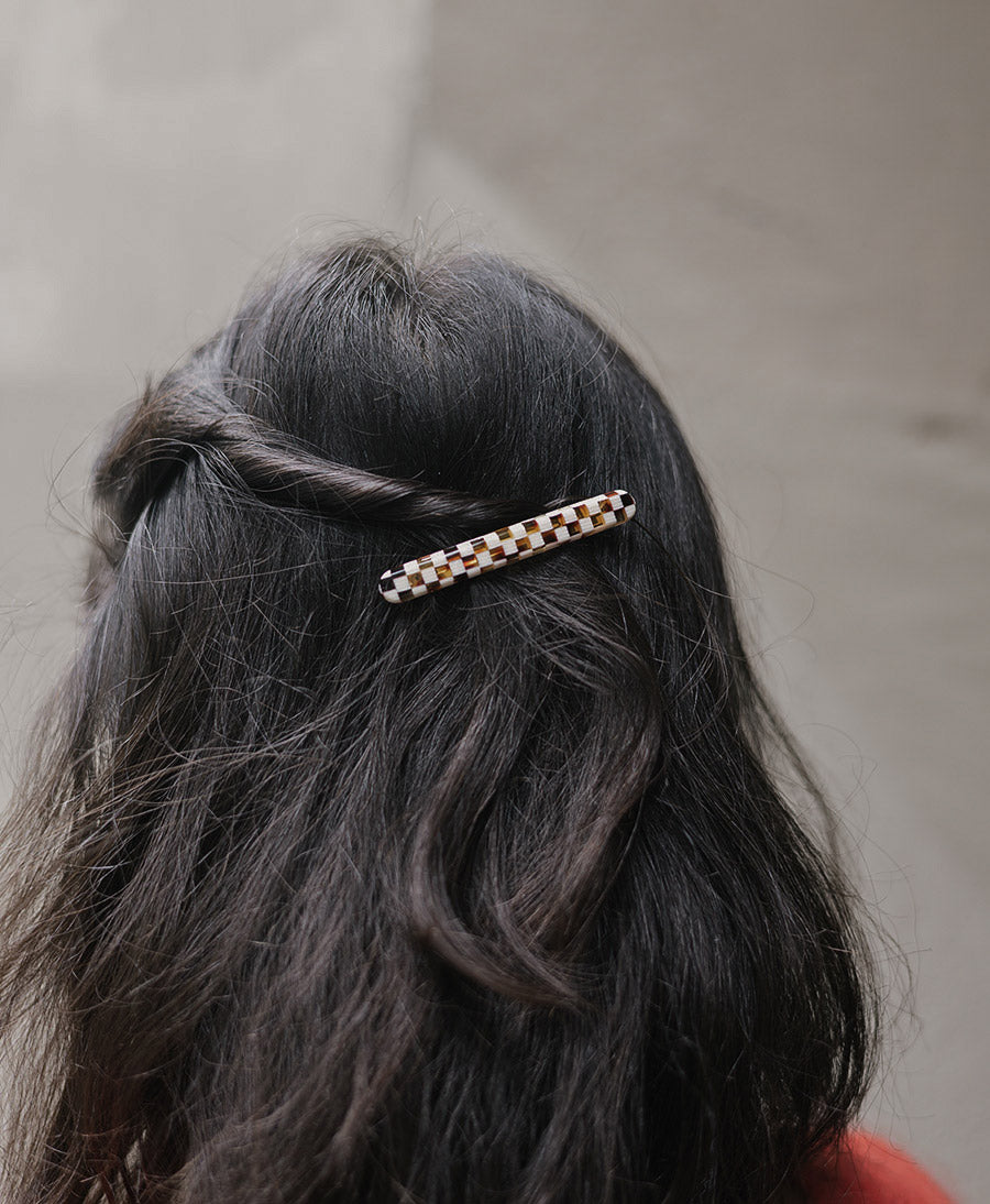 Haarclip MARINA aus Acetat - Karo