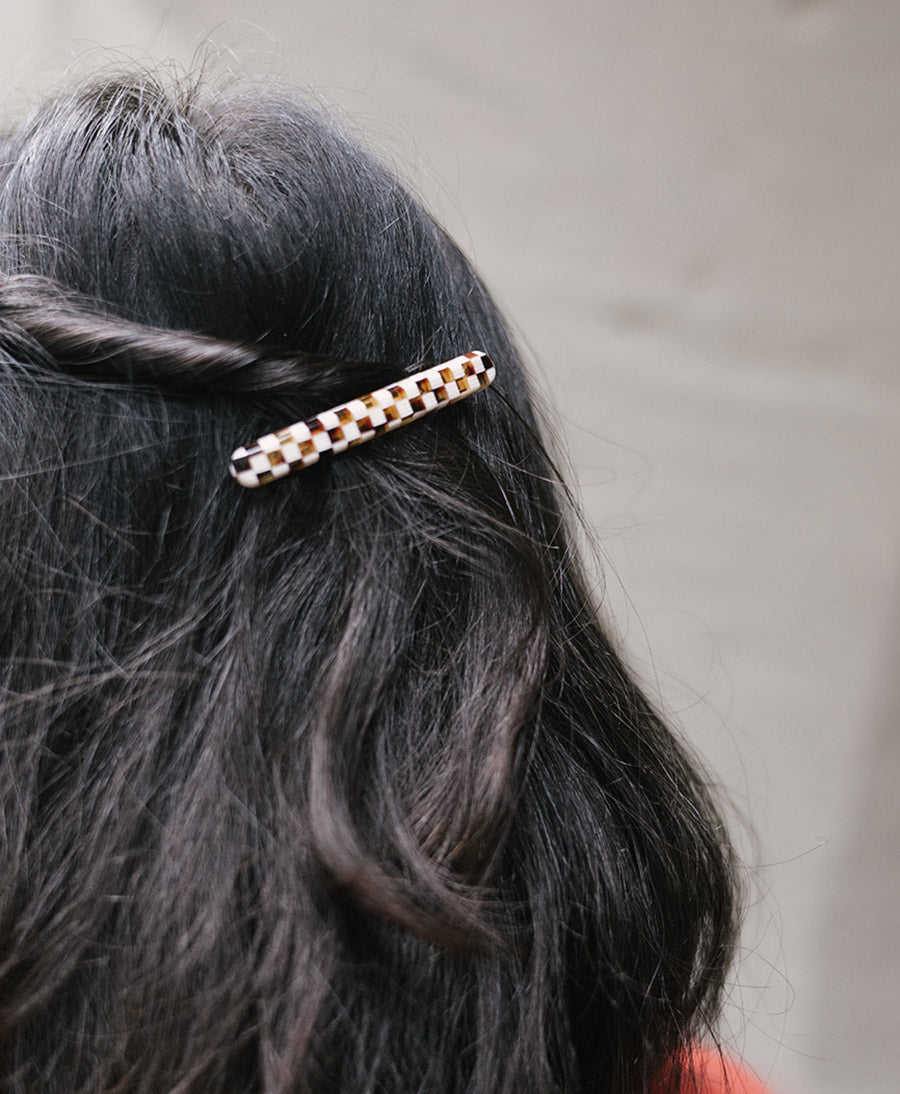 Haarclip MARINA aus Acetat - Karo